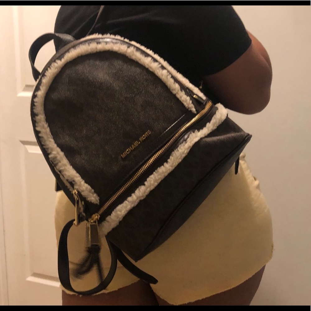 MK mini book bag with fur.